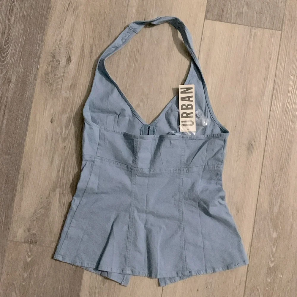Urban Outfitters Sari Seamed Linen-Blend Halter Vest Top NWT - Picture 5 of 7
